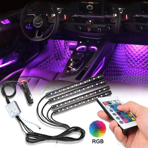 Éclairage LED de Voiture Intérieur- 4 pcs 48 LED Auto Intérieur Bande de  Musique Multicolore pour Auto avec Mode Musique APP Té[565] - Cdiscount  Maison