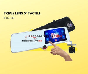 Dashcam Triple Caméra Tactile Miroir Écran 5 Full Hd