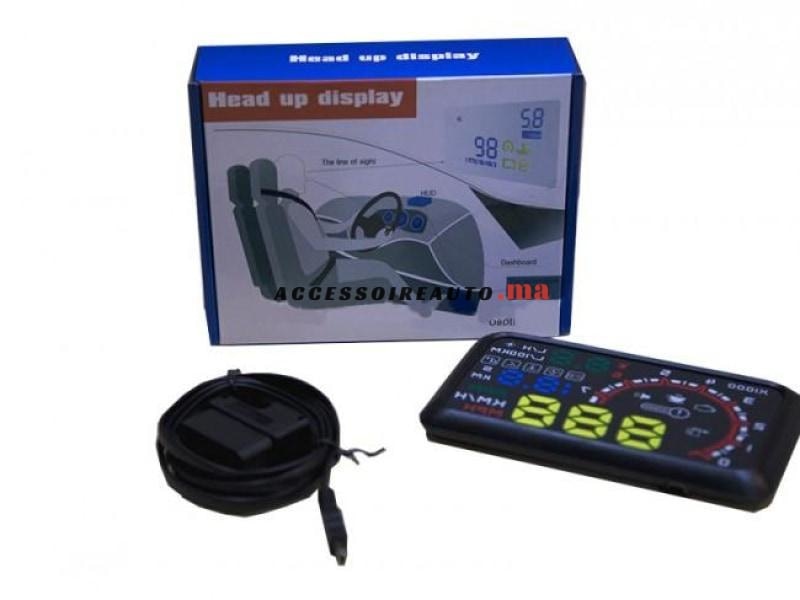 Achetez Affichage Tête Haute GPS GPS 16: 9 Grand Écran HUD Avec 2 Fonctions  D'alarme Prise en Charge de 360 ​​° - Bleu / Blanc de Chine